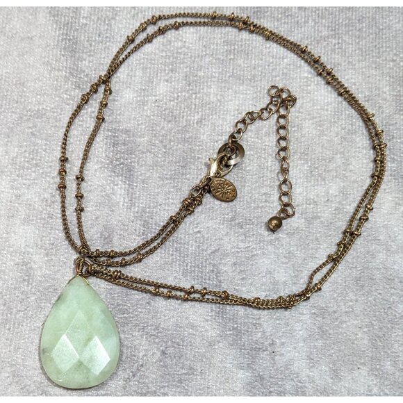 Vintage Lydell NYC Green Teardrop Agate Necklace - Picture 6 of 6